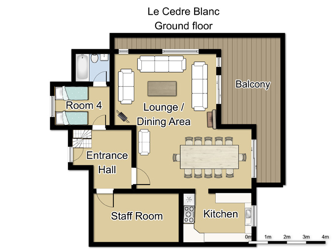 Chalet Le Cedre Blanc Meribel Floor Plan 2